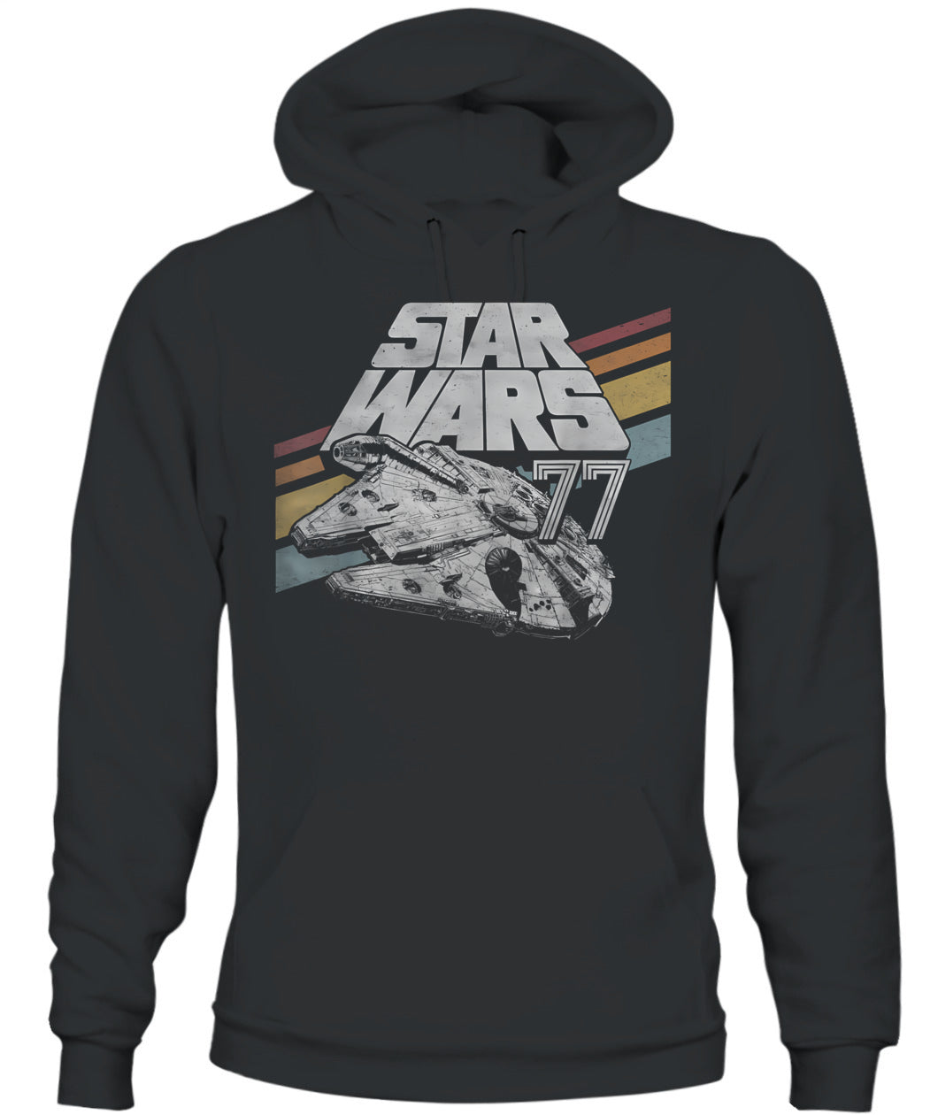 Star Wars Millennium Falcon 77 Retro Diagonal Stripe Disney+ T-Shirt