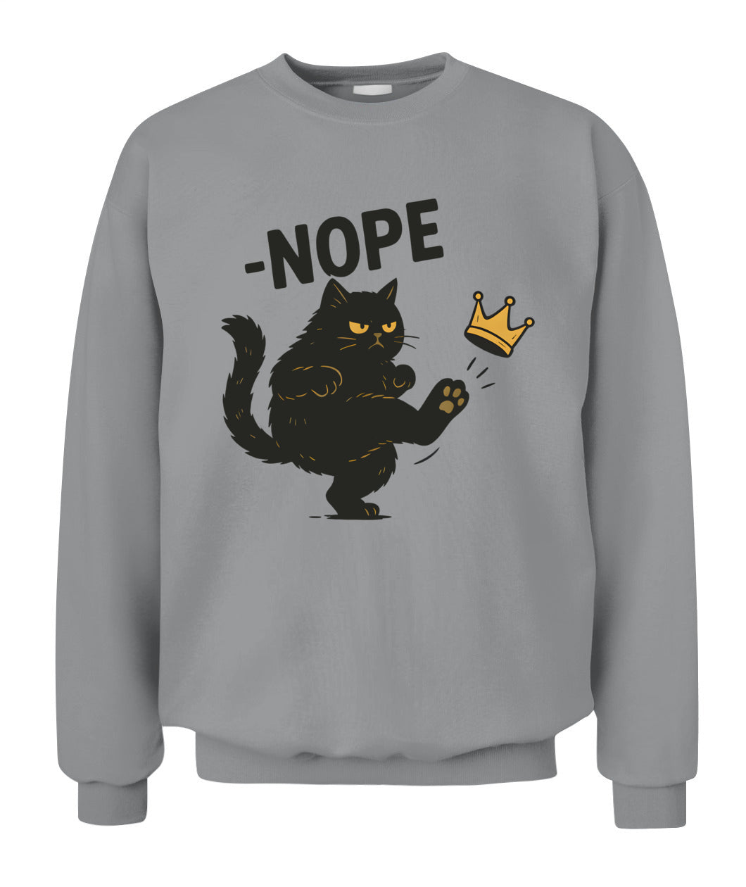No Kings In America Black Cat Funny Cat Kicking Crown T-Shirt