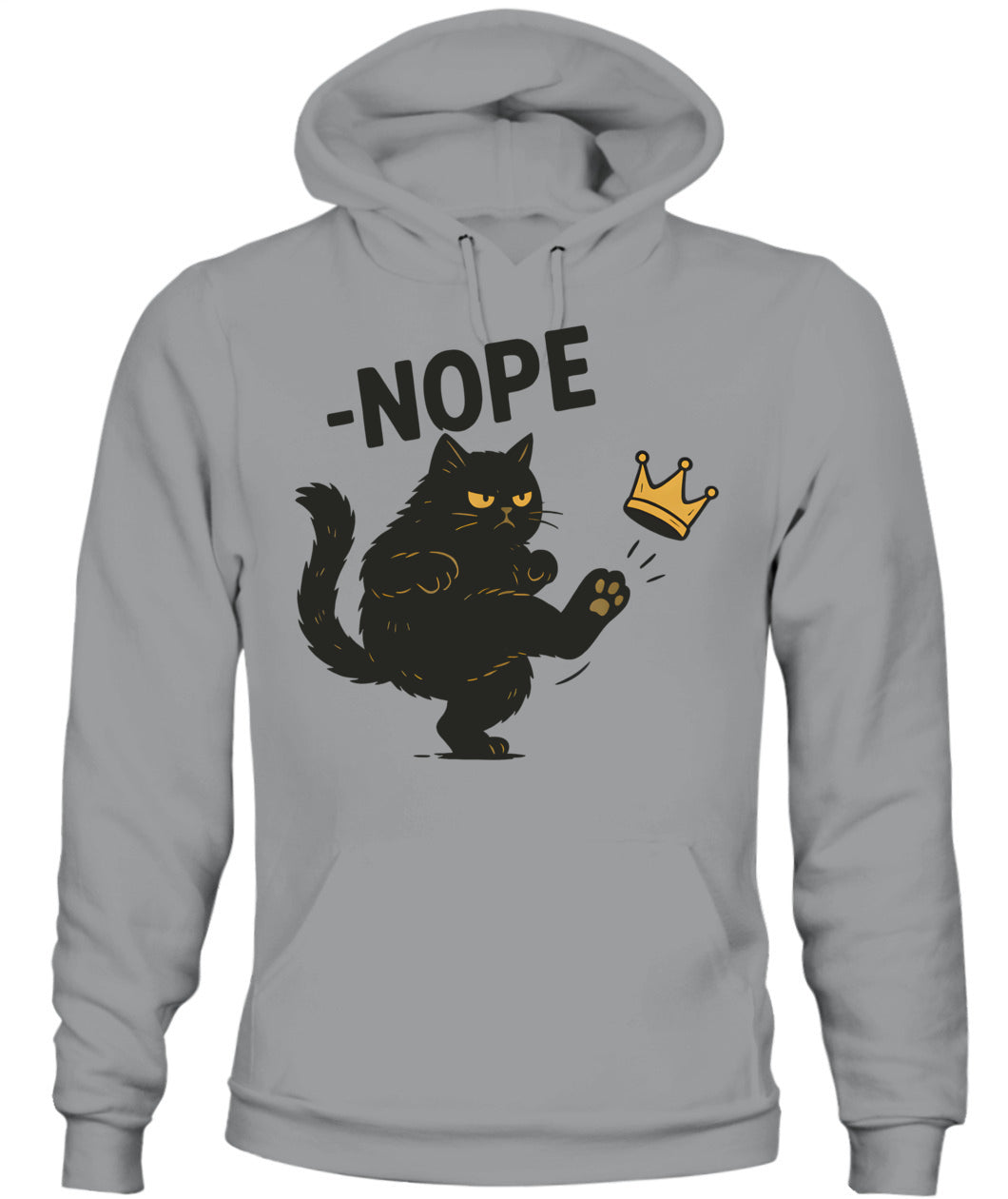 No Kings In America Black Cat Funny Cat Kicking Crown T-Shirt