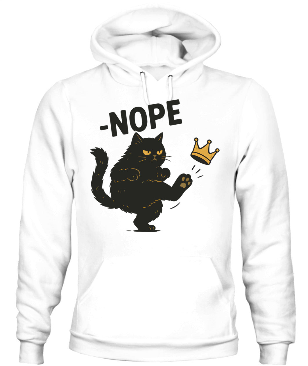 No Kings In America Black Cat Funny Cat Kicking Crown T-Shirt
