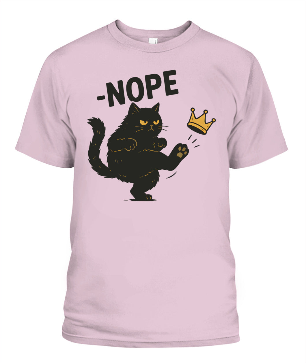 No Kings In America Black Cat Funny Cat Kicking Crown T-Shirt