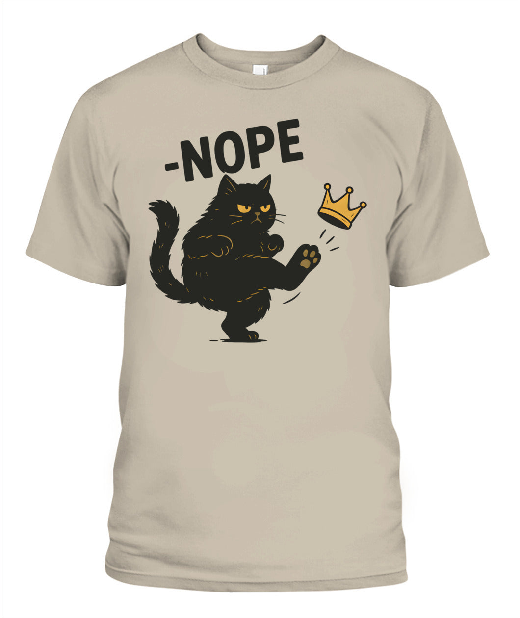 No Kings In America Black Cat Funny Cat Kicking Crown T-Shirt