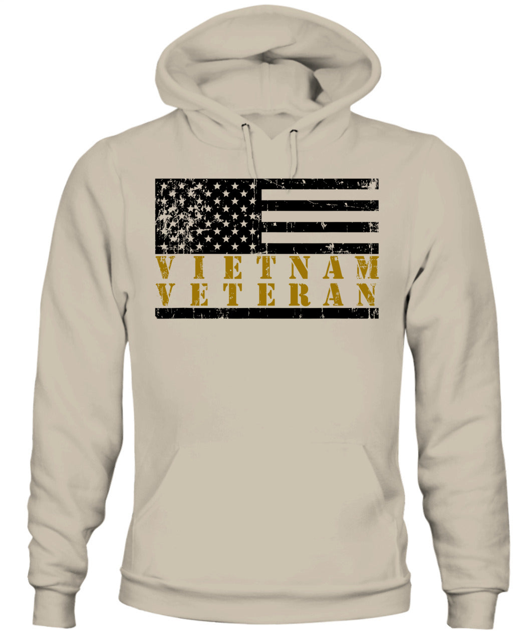 Vietnam Veteran Yellow Text Distressed American Flag T-Shirt