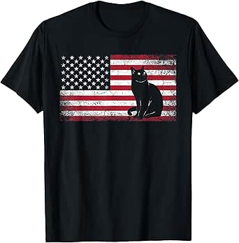 Cat 4th of July American Flag America Patriotic Men Women T-Shirt