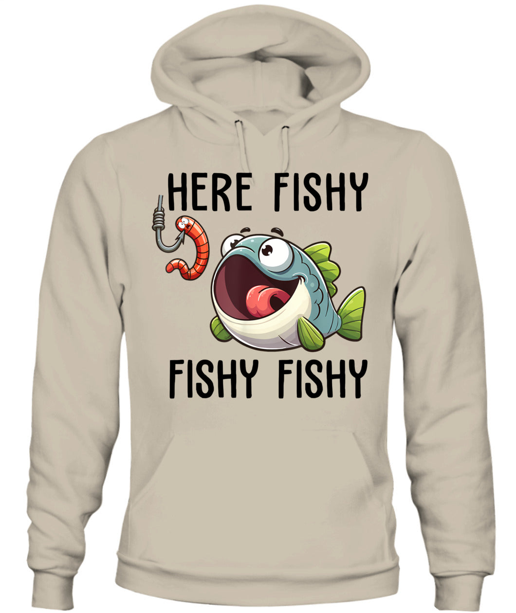 Here Fishy Fisherman Funny Fishing Lover Cute Fish Worm T-Shirt