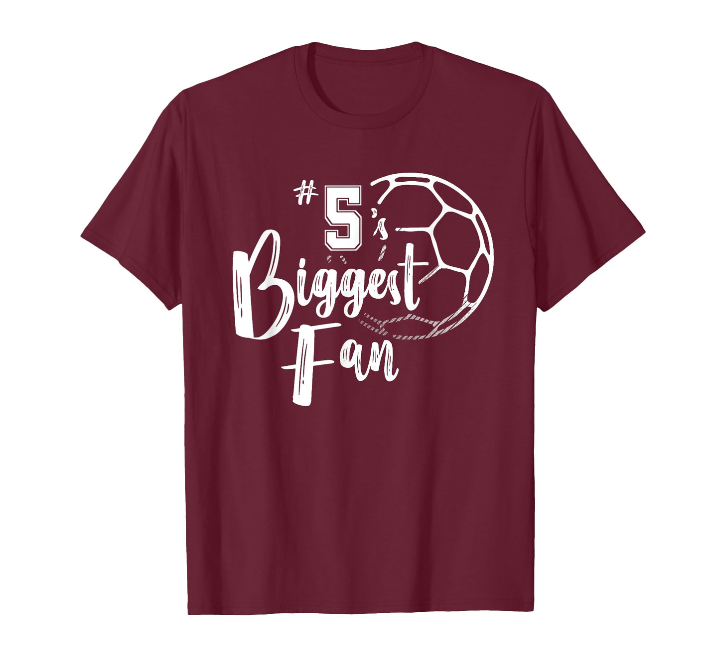 Number 5's Biggest Fan Shirt Soccer Player Mom Dad Family T-Shirt