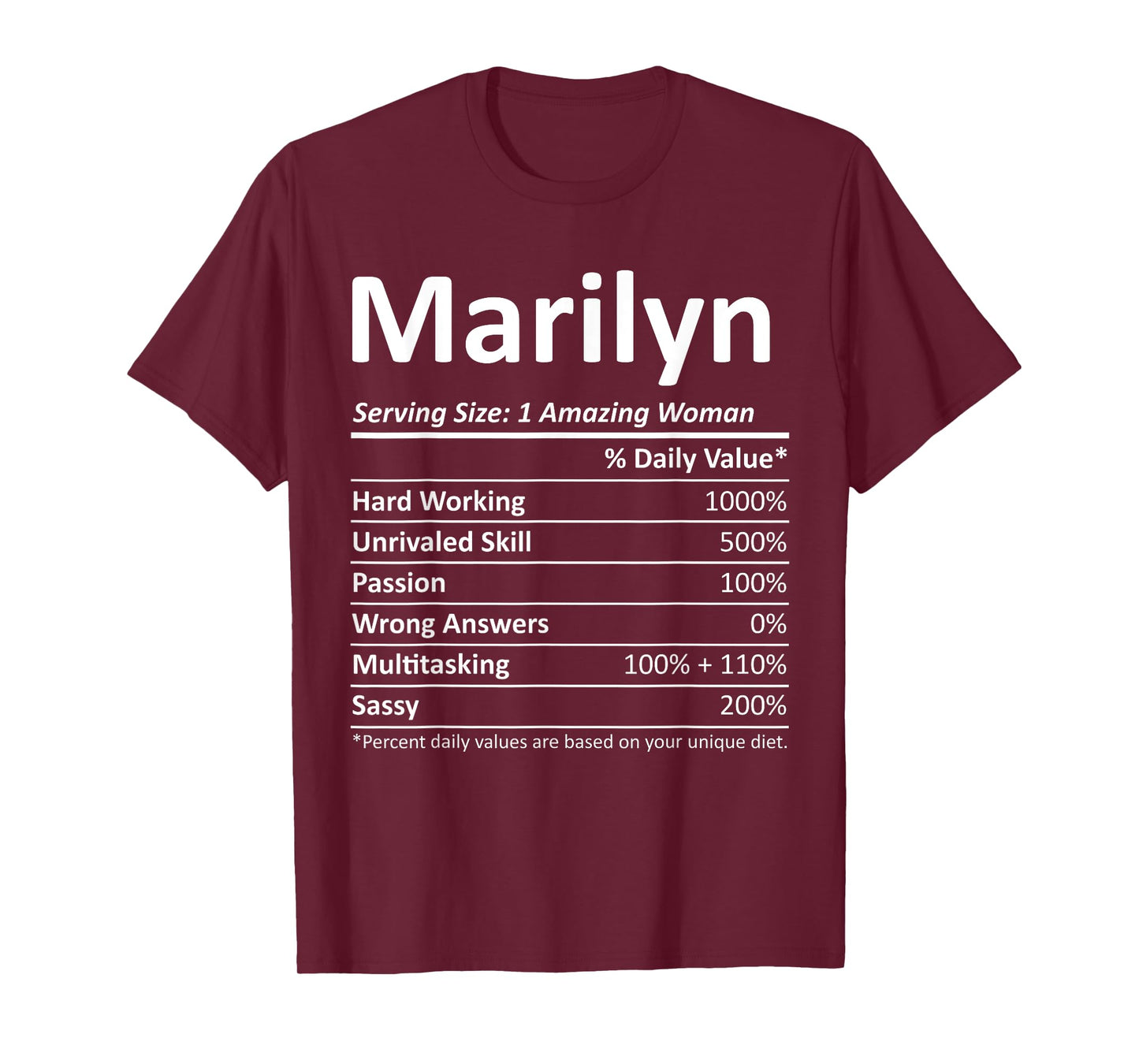 MARILYN Nutrition Personalized Name Funny Christmas Gift T-Shirt
