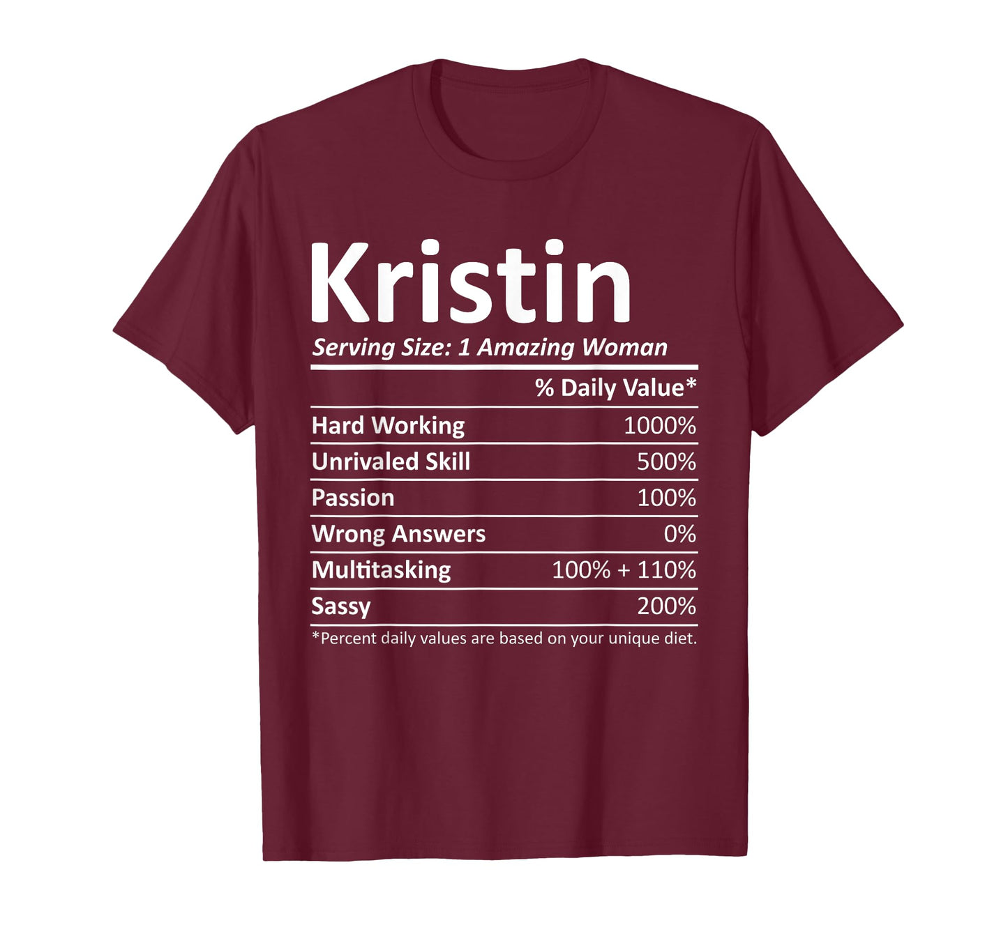 KRISTIN Nutrition Personalized Name Funny Christmas Gift T-Shirt