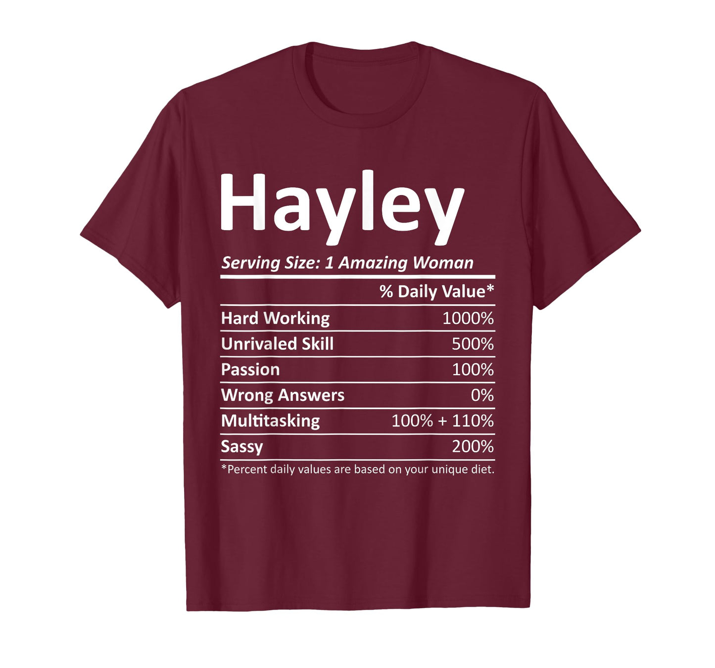 HAYLEY Nutrition Personalized Name Funny Christmas Idea T-Shirt