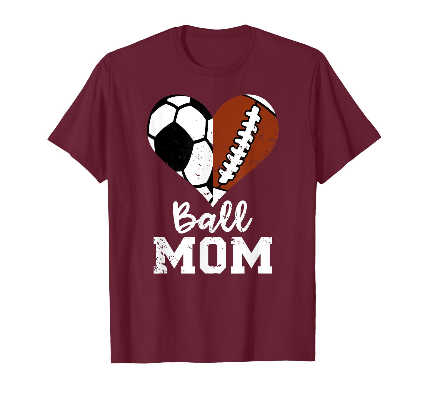 Ball Mom Heart Funny Football Soccer Mom T-Shirt