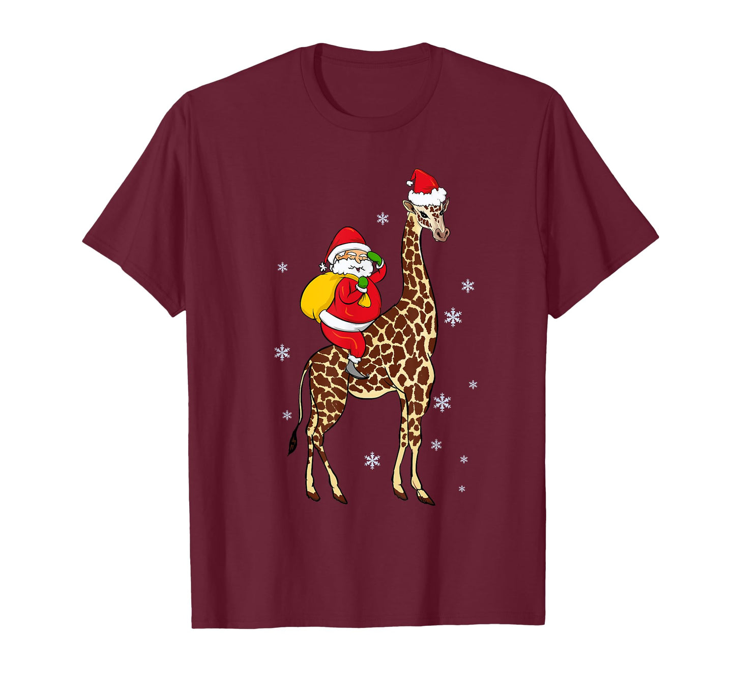 Funny Santa Giraffe Christmas Pajama Gift For Men Women Kids T-Shirt