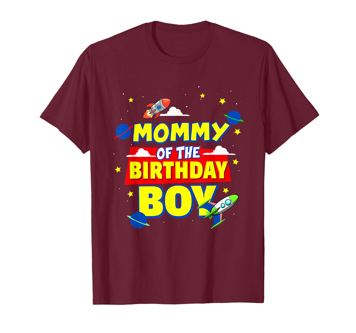 Mommy Of The Birthday Astronaut Boy Outer Space Theme Party T-Shirt