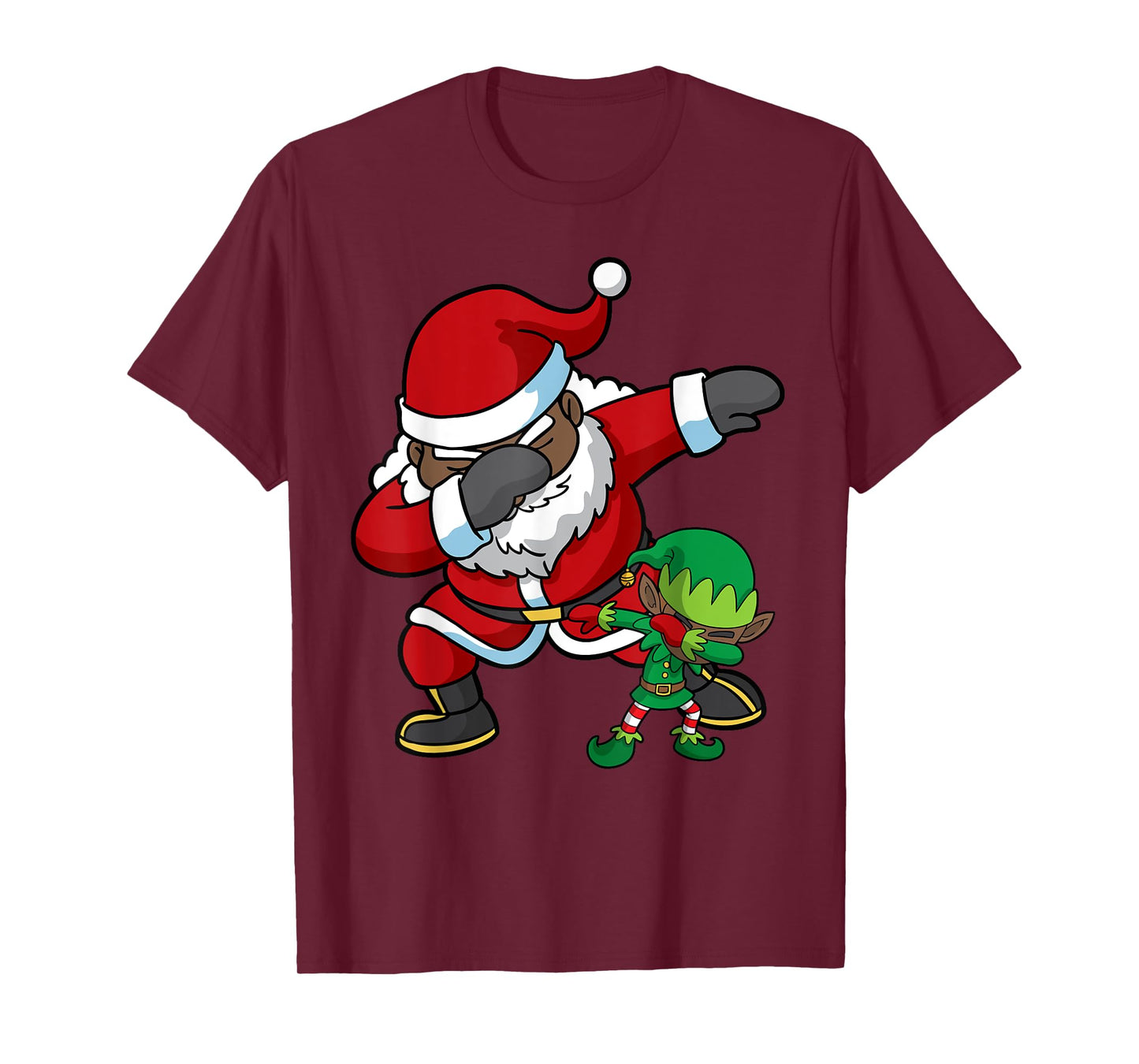 Christmas African American Dabbing Santa Claus Elf Dab Gift T-Shirt