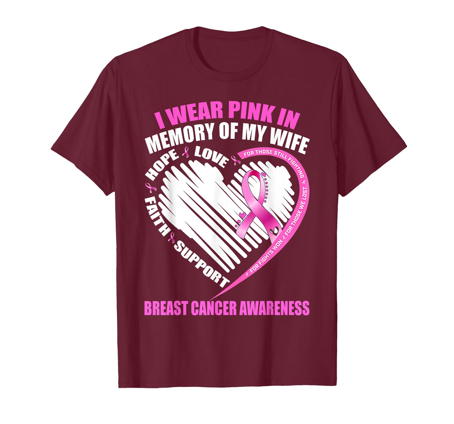 Gift I Wear Pink In Memory Of Wife Breast Cancer Awareness T-Shirt