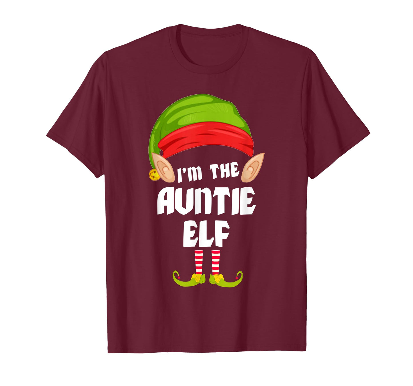 Funny Auntie Elf Matching Family Group PJ Christmas T-Shirt
