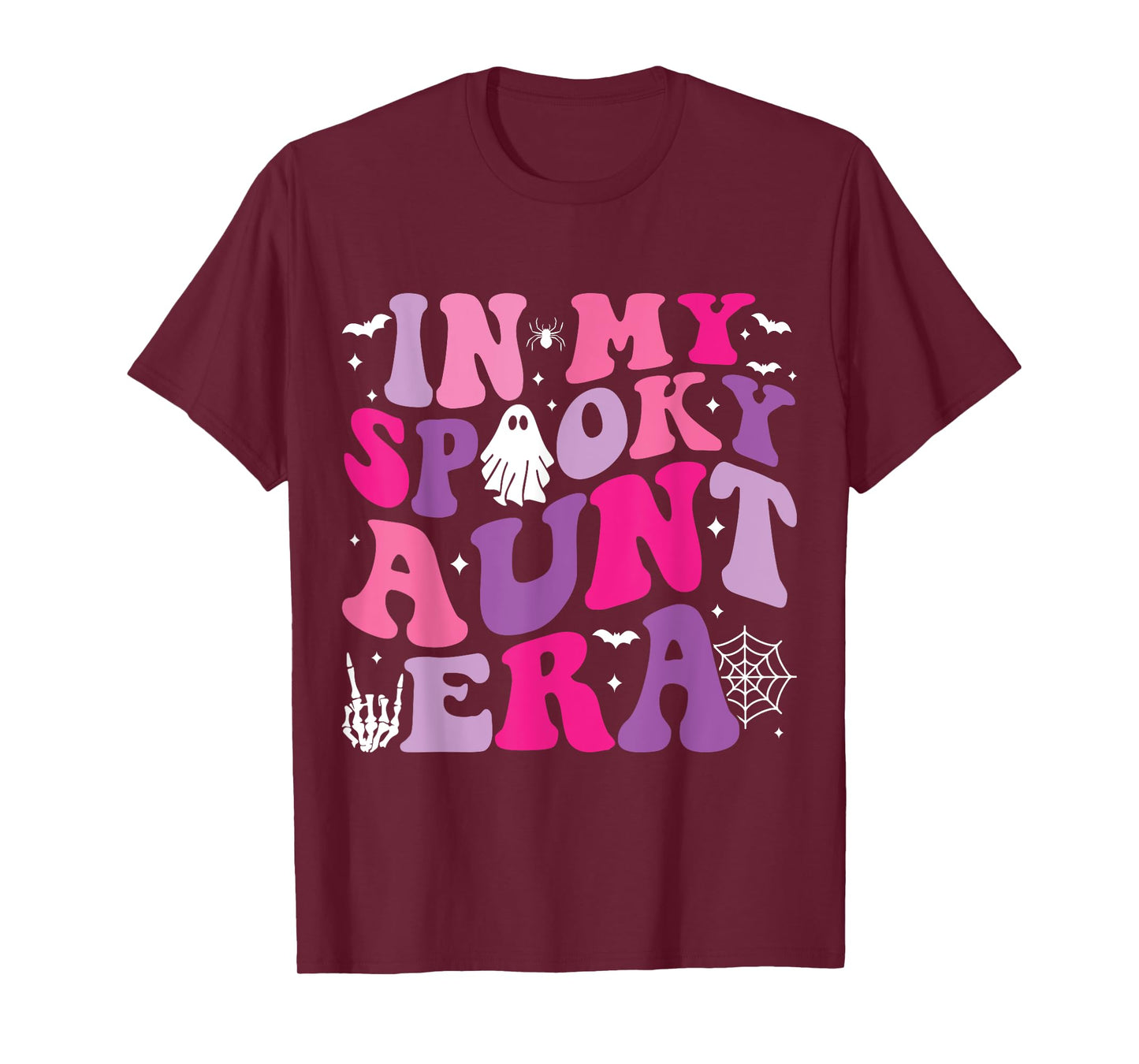Groovy In My Spooky Aunt Era Hippie Halloween Auntie Ghost T-Shirt
