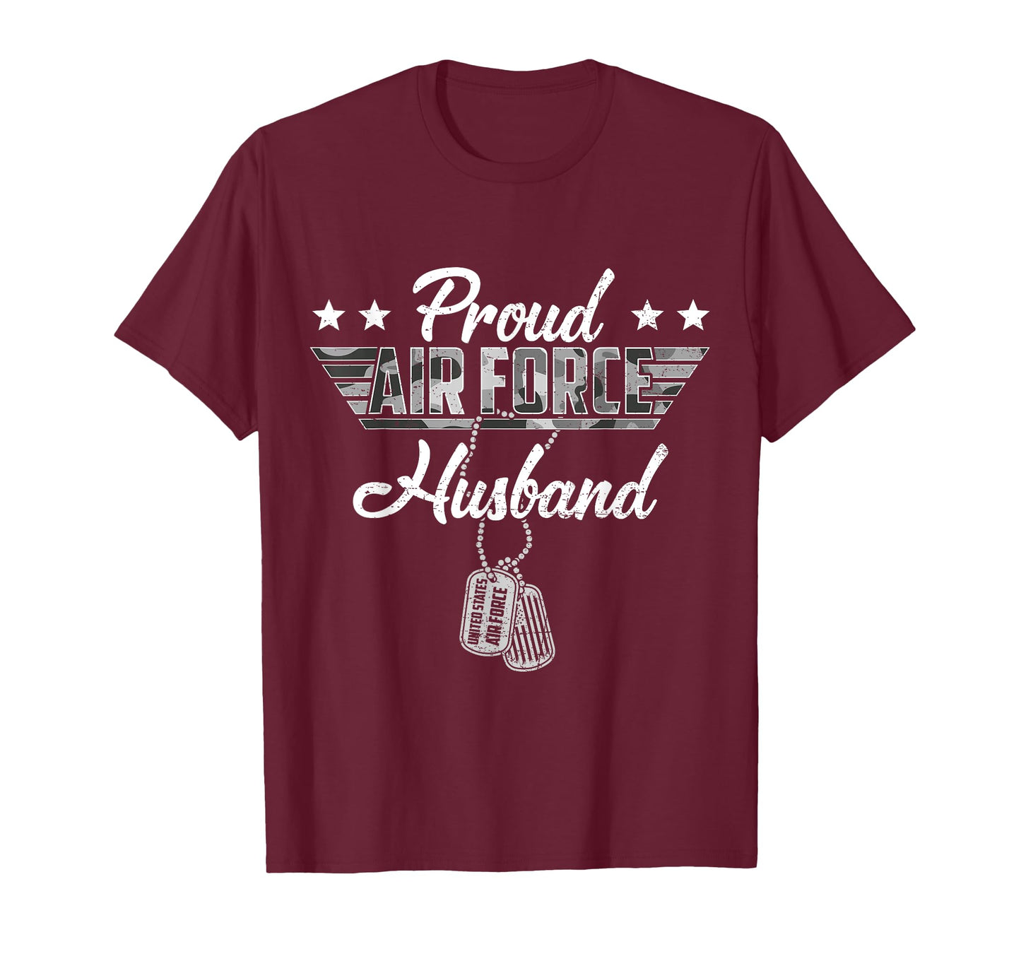 Proud Air Force Husband Camouflage USAF Veteran Airman T-Shirt