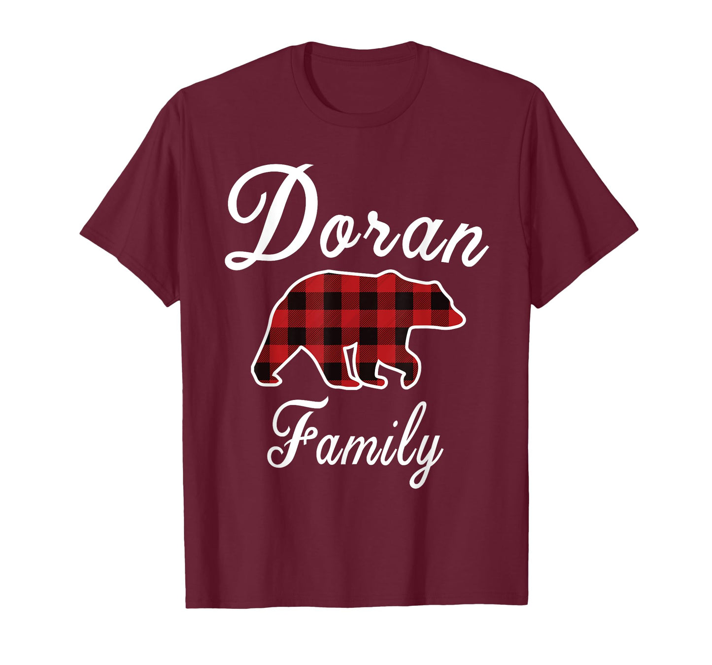 DORAN Family Bear Red Plaid Christmas Pajama Men Women Gift T-Shirt
