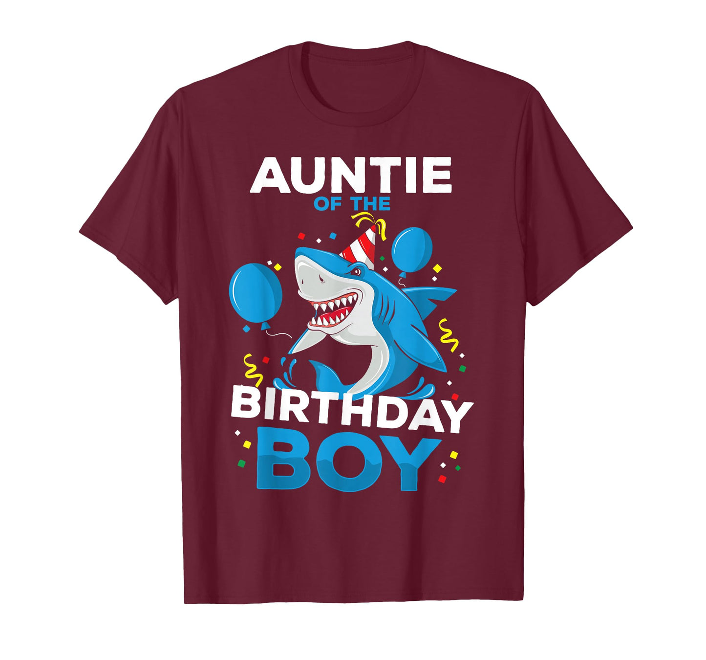 Auntie of The Birthday Boy Shark Ocean Theme Matching Family T-Shirt