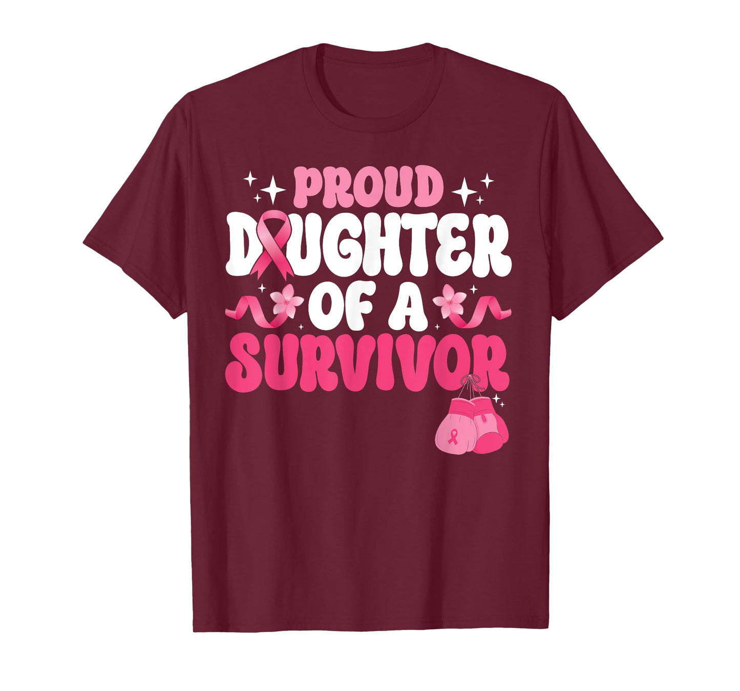 Groovy Proud Daughter Of Survivor Breast Cancer Awareness T-Shirt