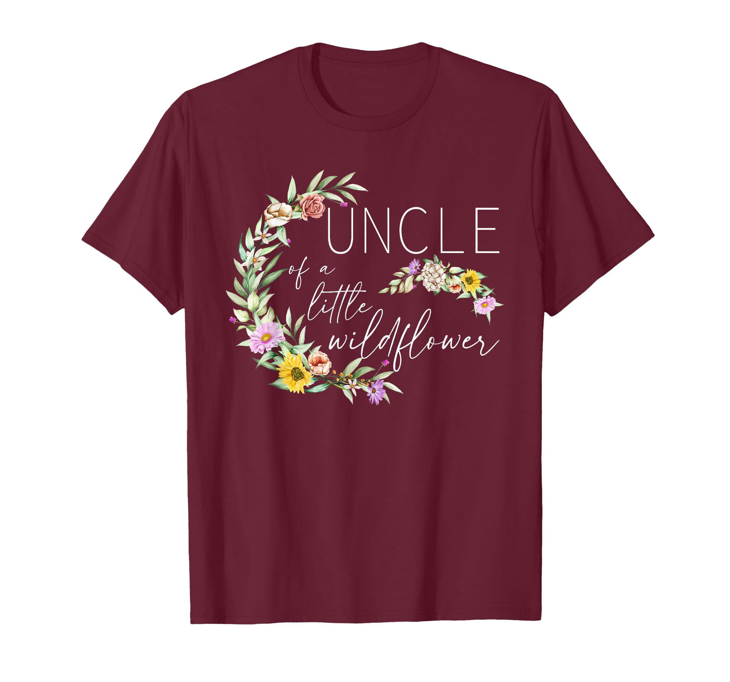 Uncle Of The Little Wildflower Birthday Party Baby Shower T-Shirt