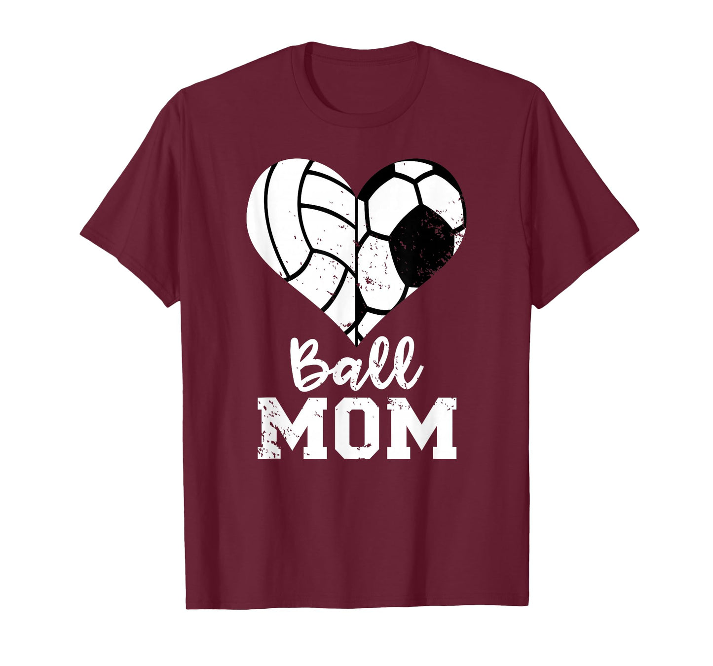 Ball Mom Heart Funny Soccer Volleyball Mom T-Shirt