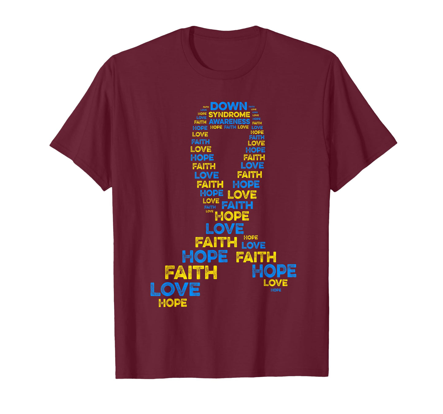 Down Syndrome Awareness Hope Faith Love Teal Ribbon Mom T-Shirt