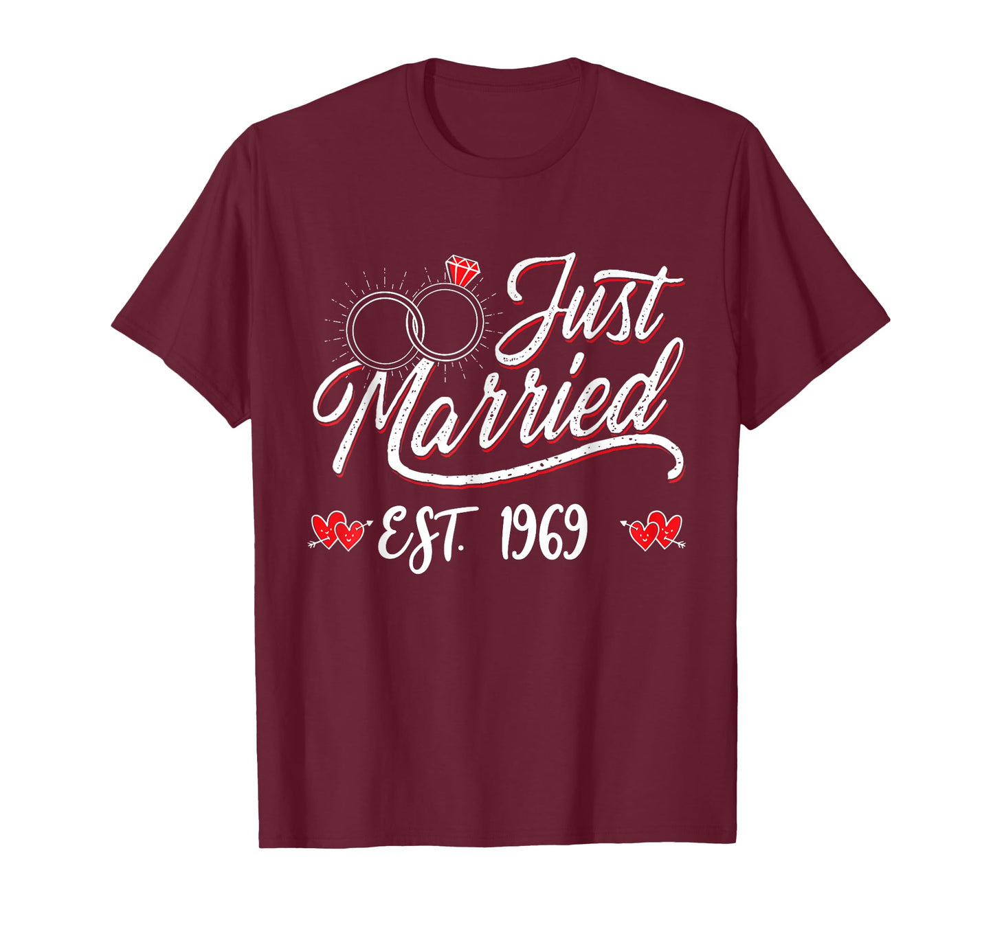 Just Married EST 1969 Husband Wife 56th Wedding Anniversary T-Shirt