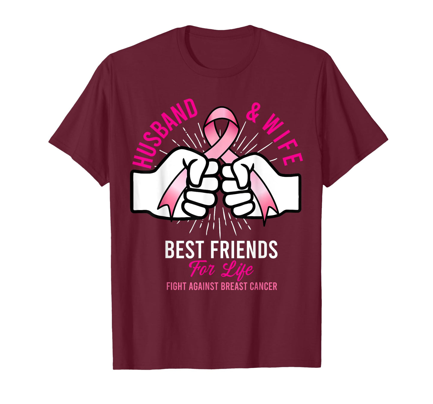 Husband And Wife Fight Cute Breast Cancer Awareness Gift T-Shirt