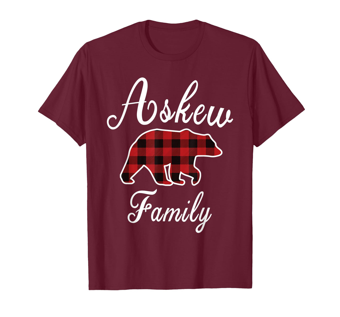 ASKEW Family Bear Red Plaid Christmas Pajama Men Women Gift T-Shirt