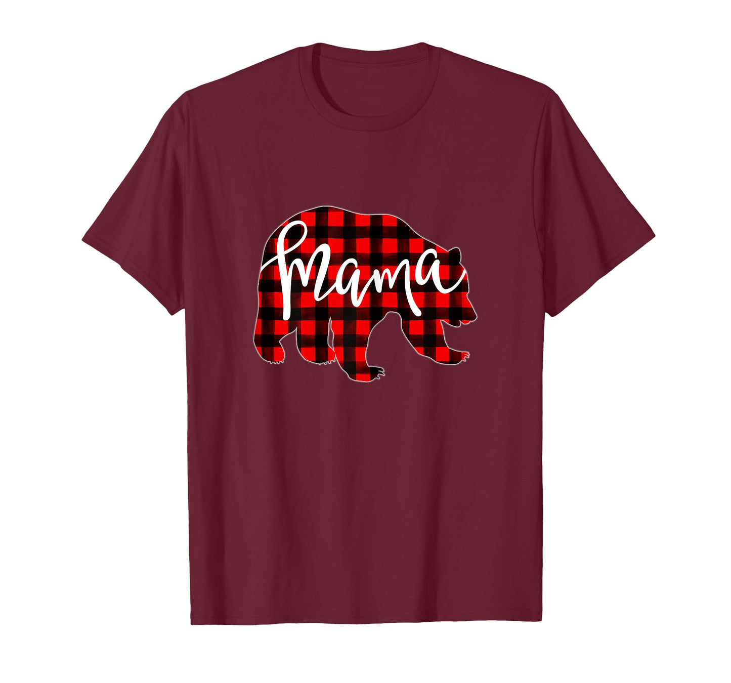 Red Plaid Mama Bear Matching Family Christmas Eve Buffalo T-Shirt