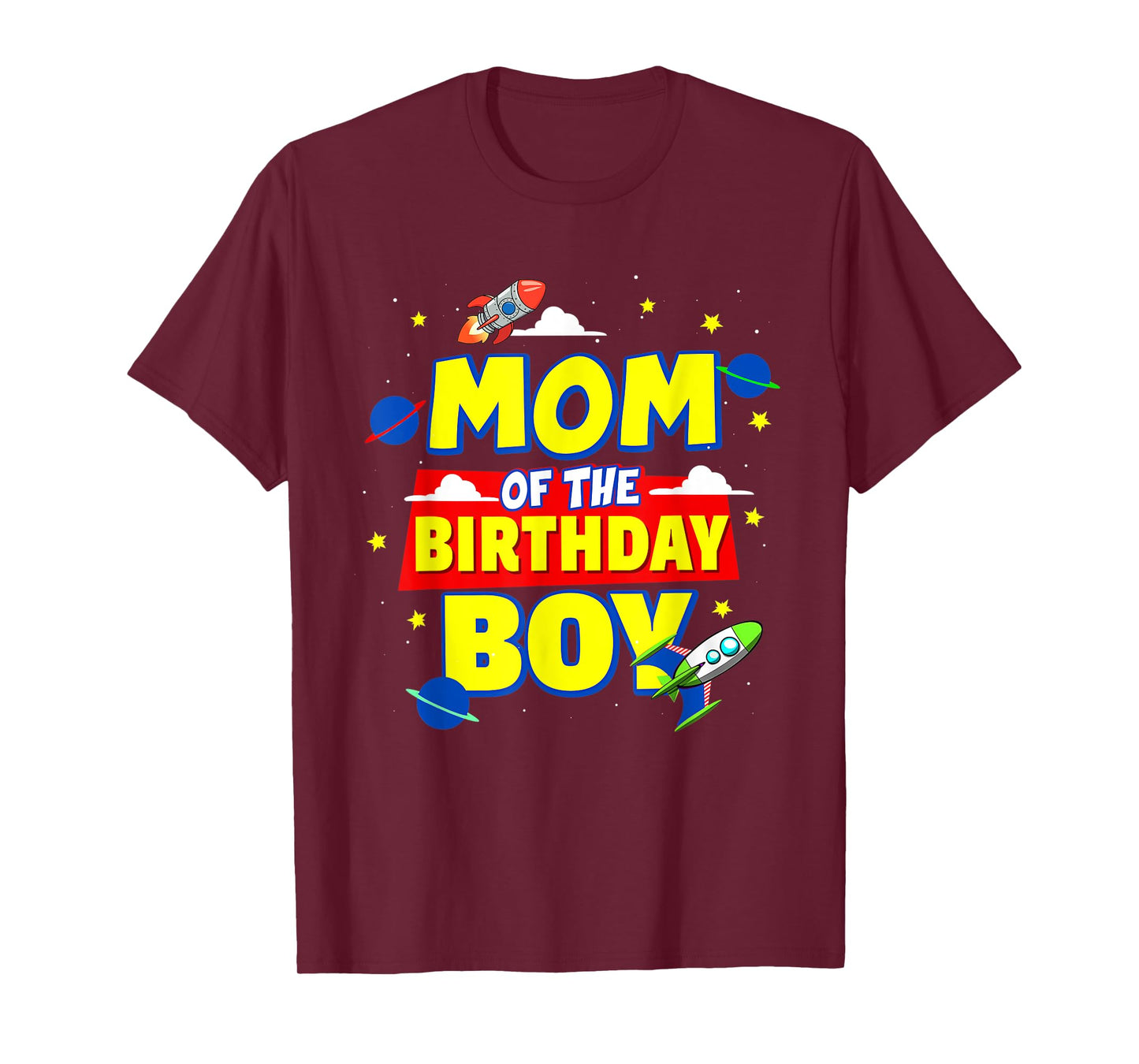 Mom Of The Birthday Astronaut Boy Outer Space Theme Party T-Shirt