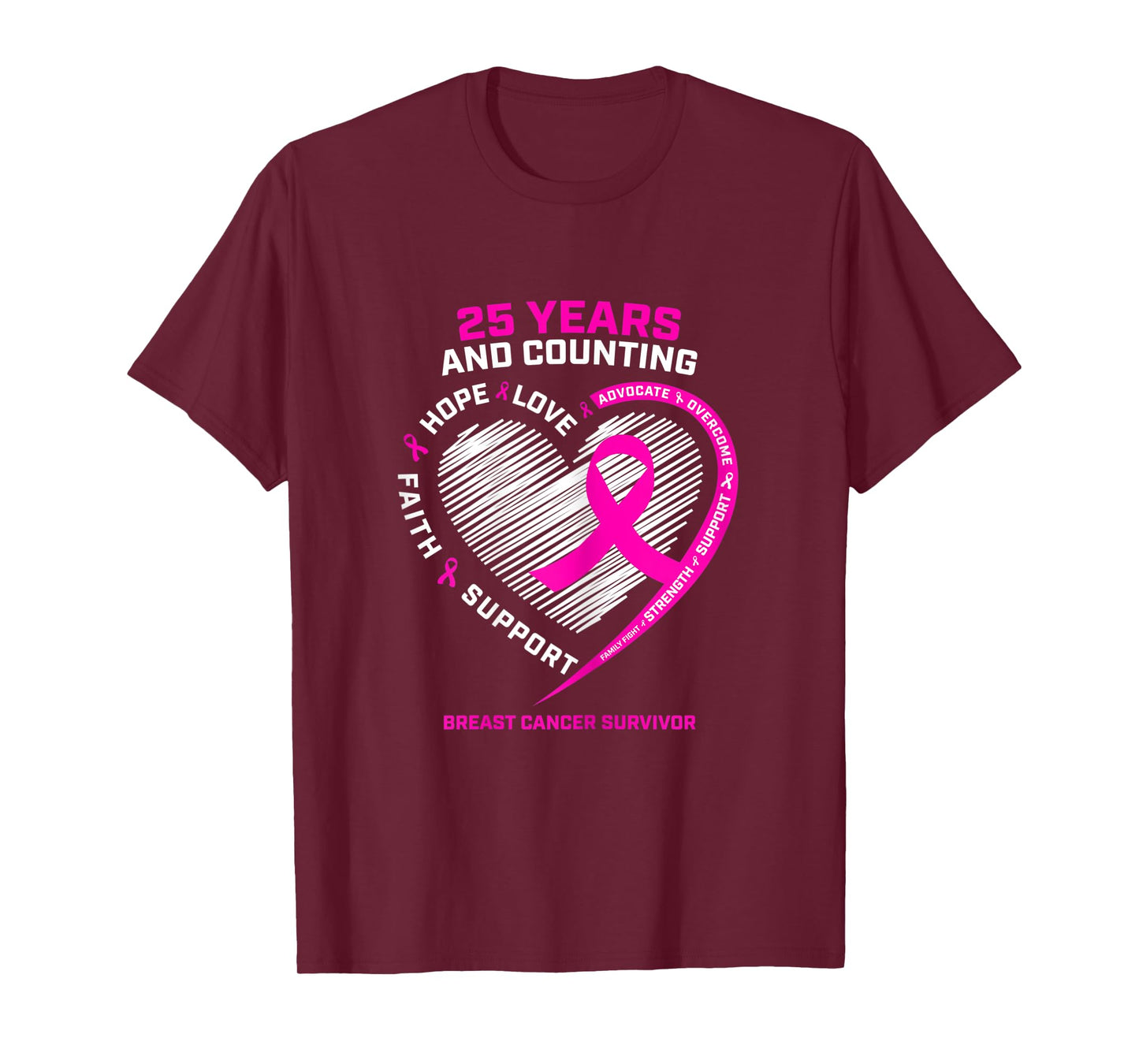 Womens 25 Year Survivor Gifts Grandma Mom Breast Cancer Survivor T-Shirt