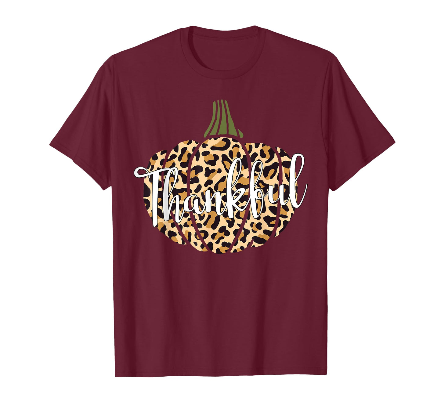 Thankful Leopard Pumpkin Woman Thanksgiving Gift Mother Mama T-Shirt