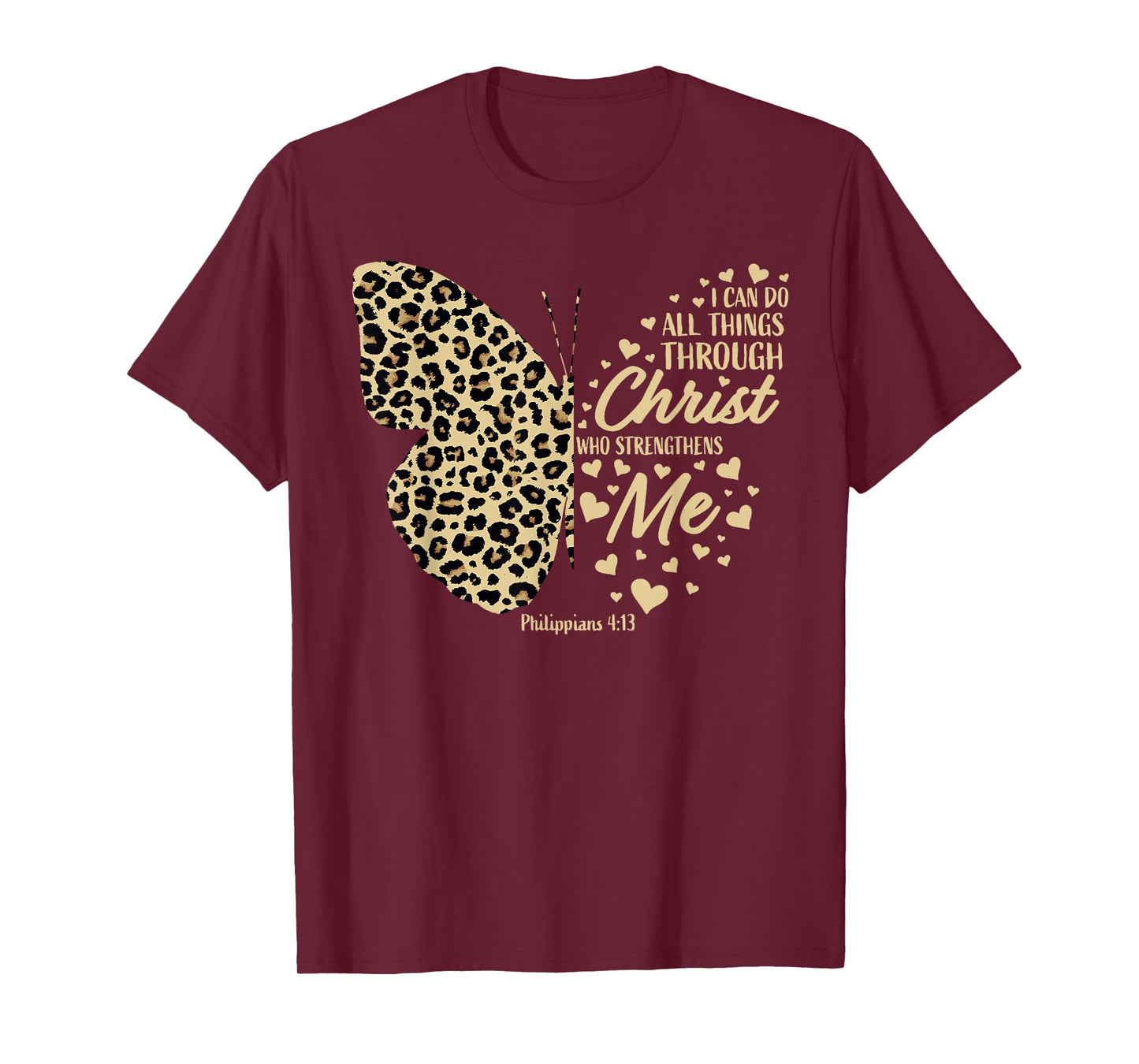 Christian Bible Verse Butterfly Cheetah Mom Women Teen Girls T-Shirt