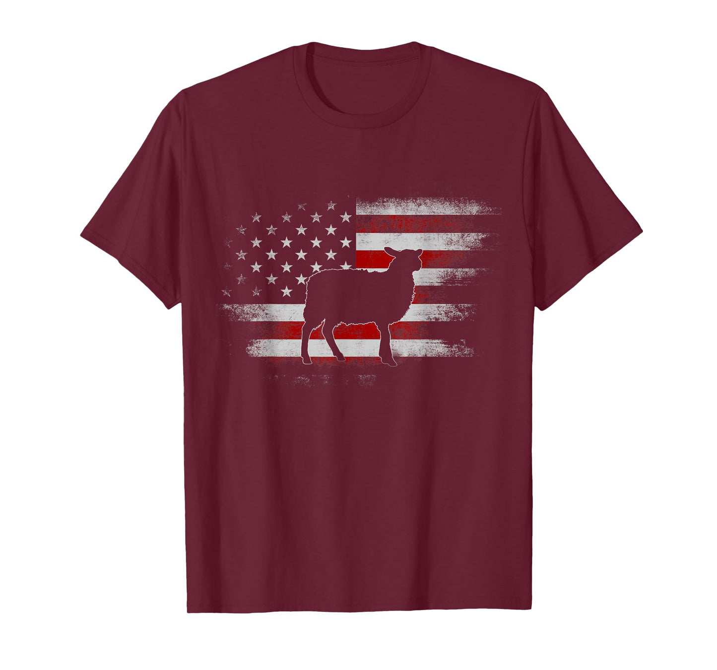 Farm Sheep 4th Of July Cool Sheep US Flag Vintage Design Women Kids Men T-Shirt