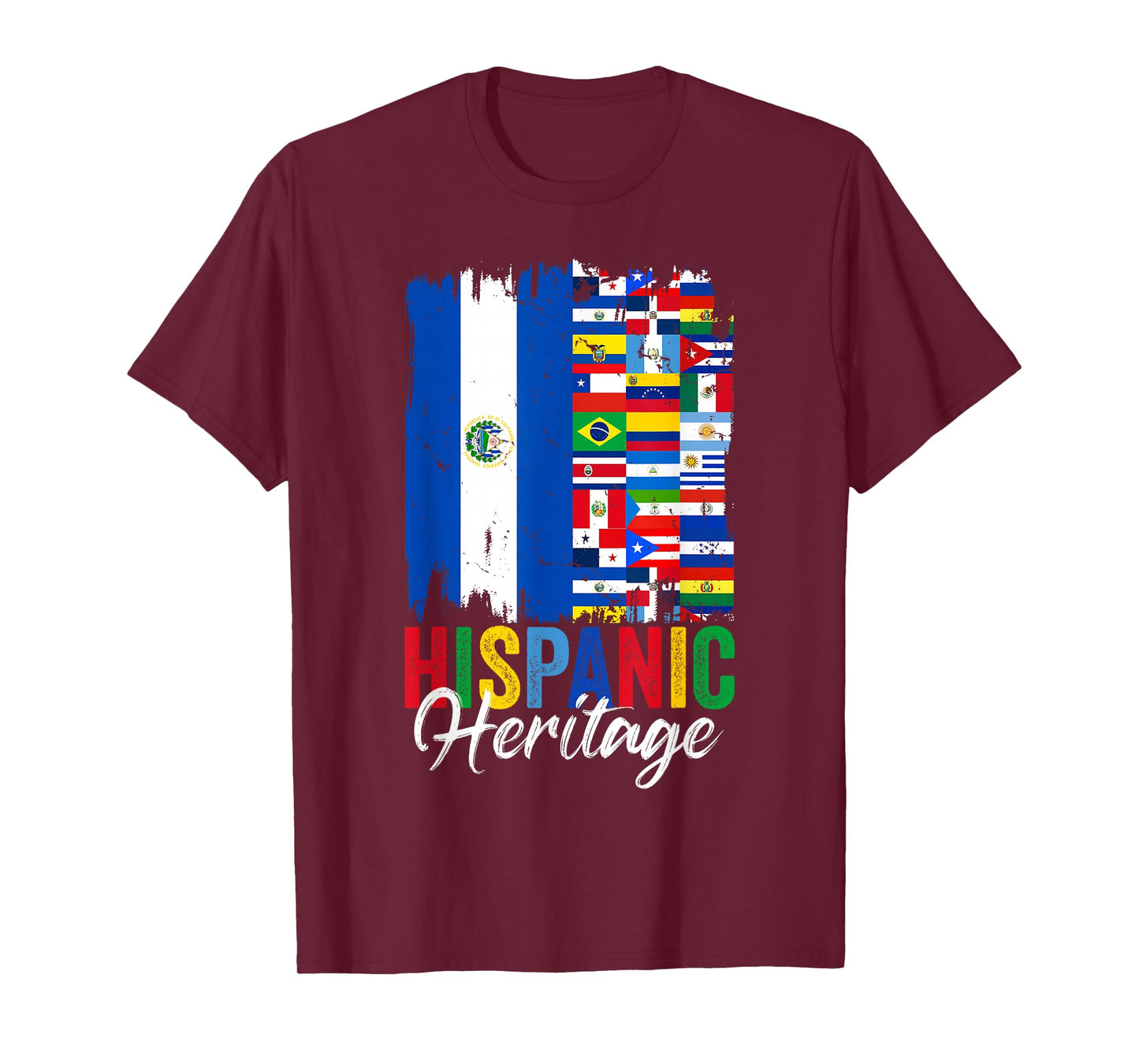 El Salvador Hispanic Heritage Month Latino Countries Flags T-Shirt