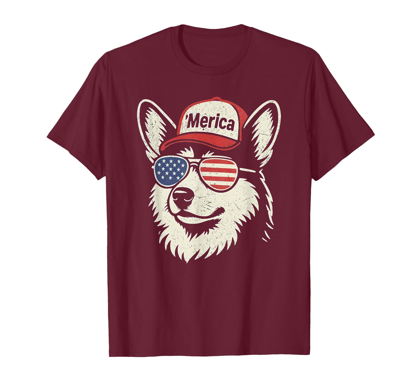 'Merica Corgi Dog Wearing Sunglasses Hat 4th of July T-Shirt for Men Women