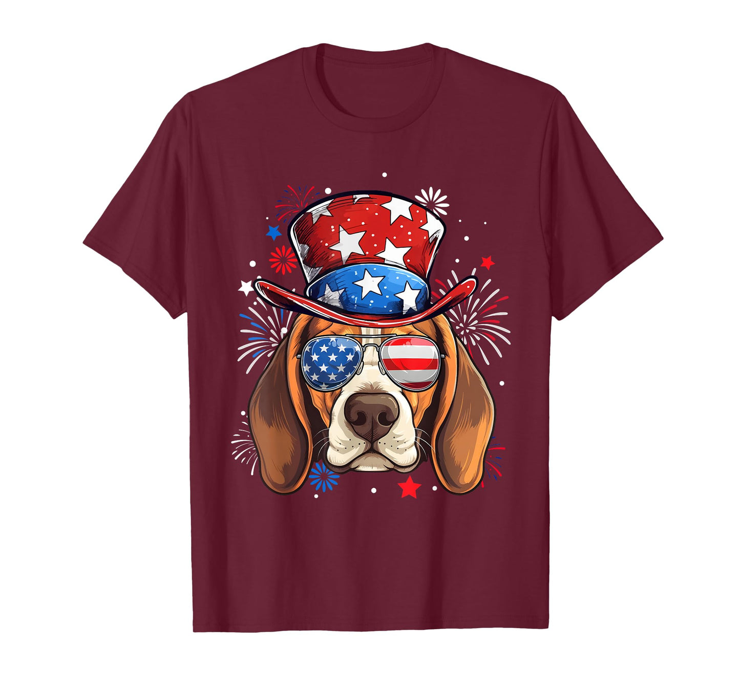 Beagle Patriotic USA Flag 4th Of July Dog Lover Women Kids Men T-Shirt