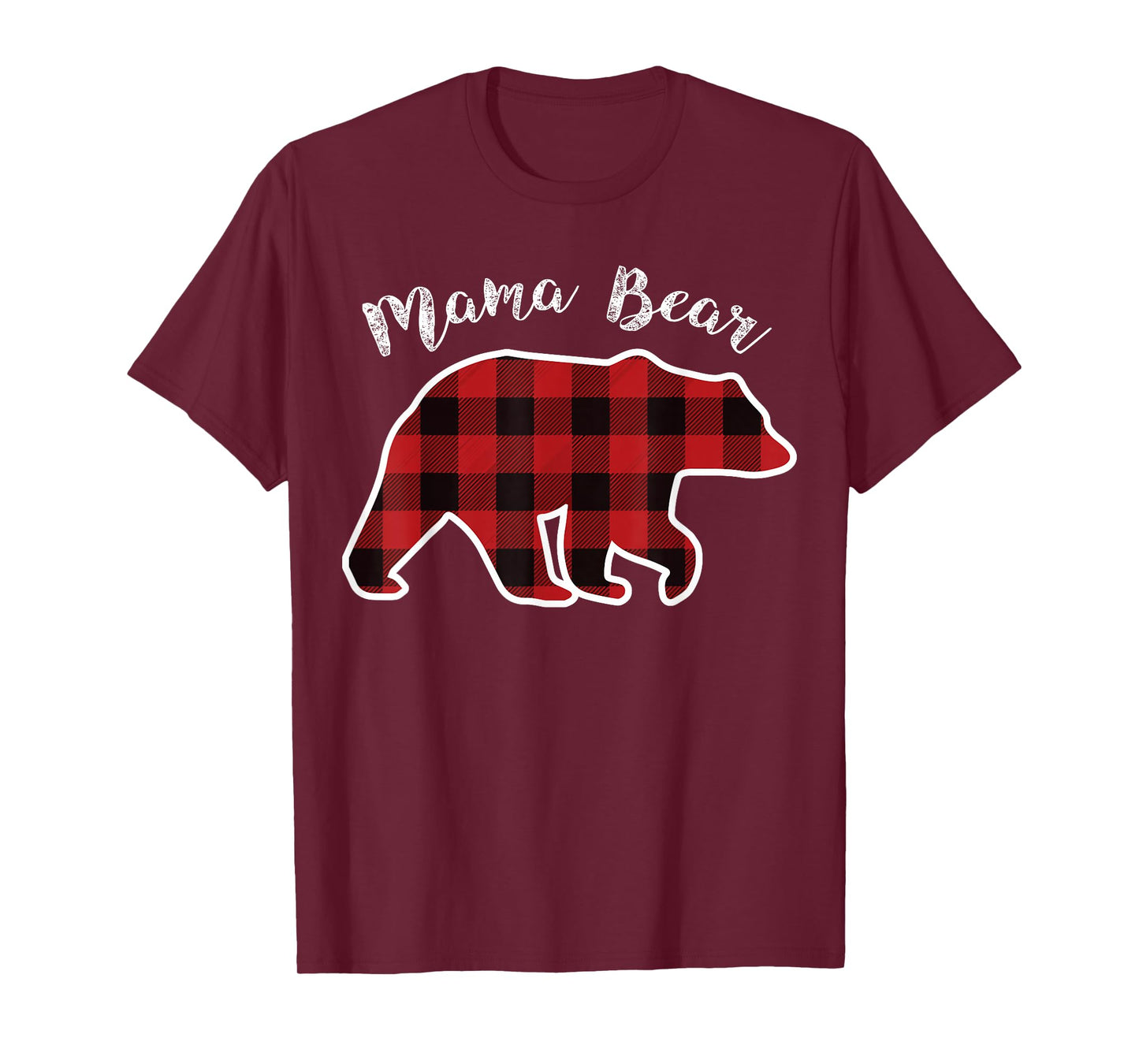 MAMA BEAR | Women Red Plaid Christmas Pajama Family Mom Gift T-Shirt