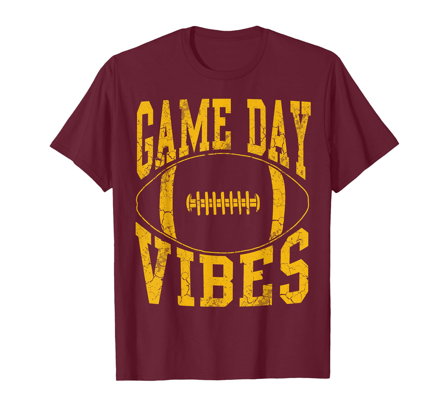 Game Day Vibes Yellow Football Vintage Distressed Graphic T-Shirt