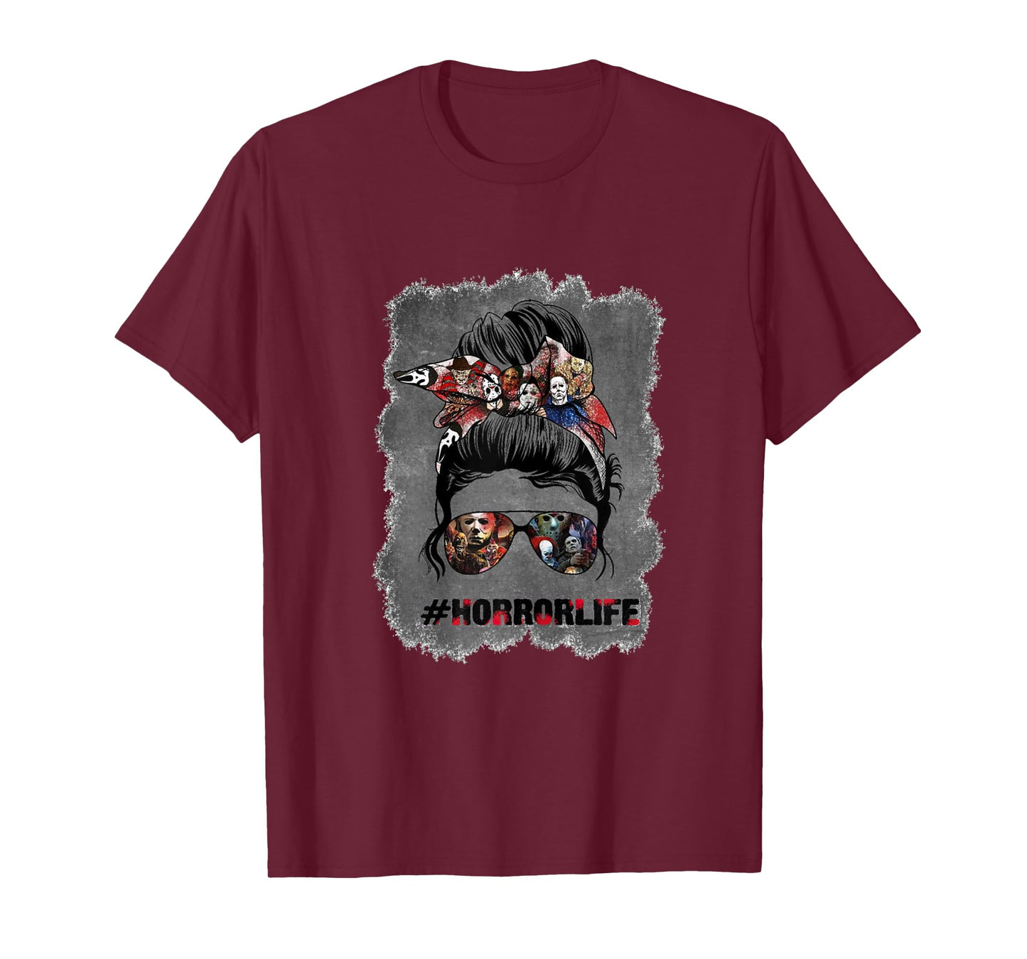 Messy Bun Horror Life Mom Halloween T-Shirt