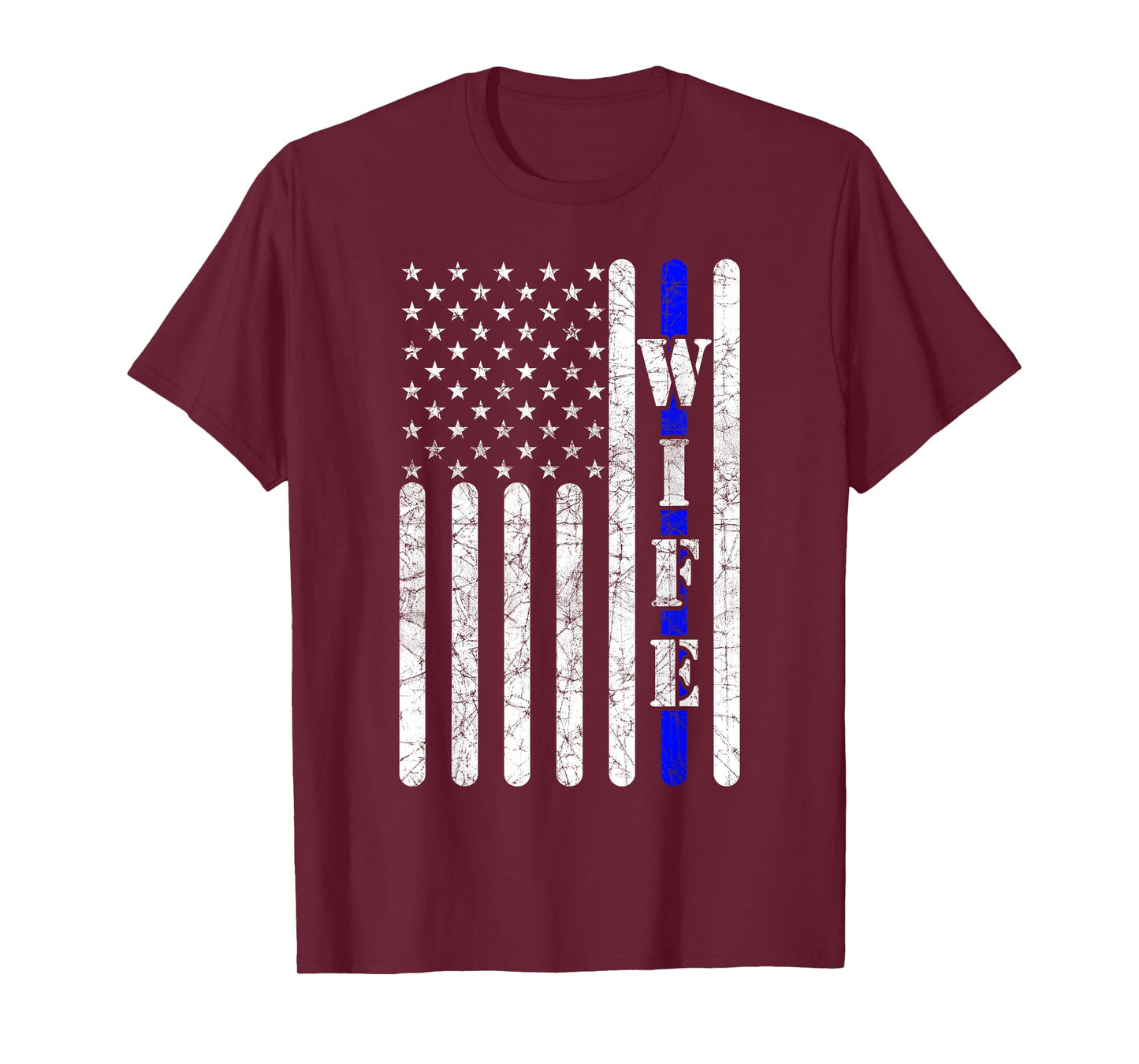 Thin Blue Line T shirt Police Wife Vintage American Flag T-Shirt