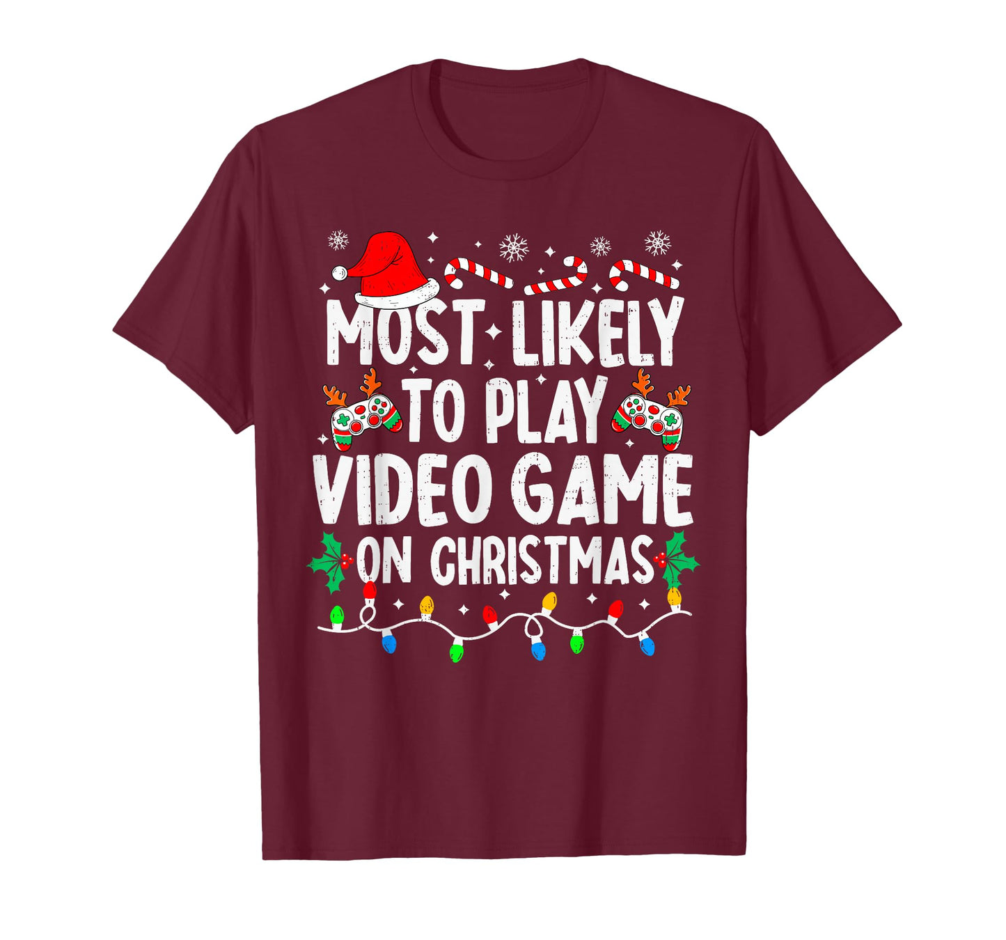 Most Likely to Play Video Games On Christmas Family Matching T-Shirt