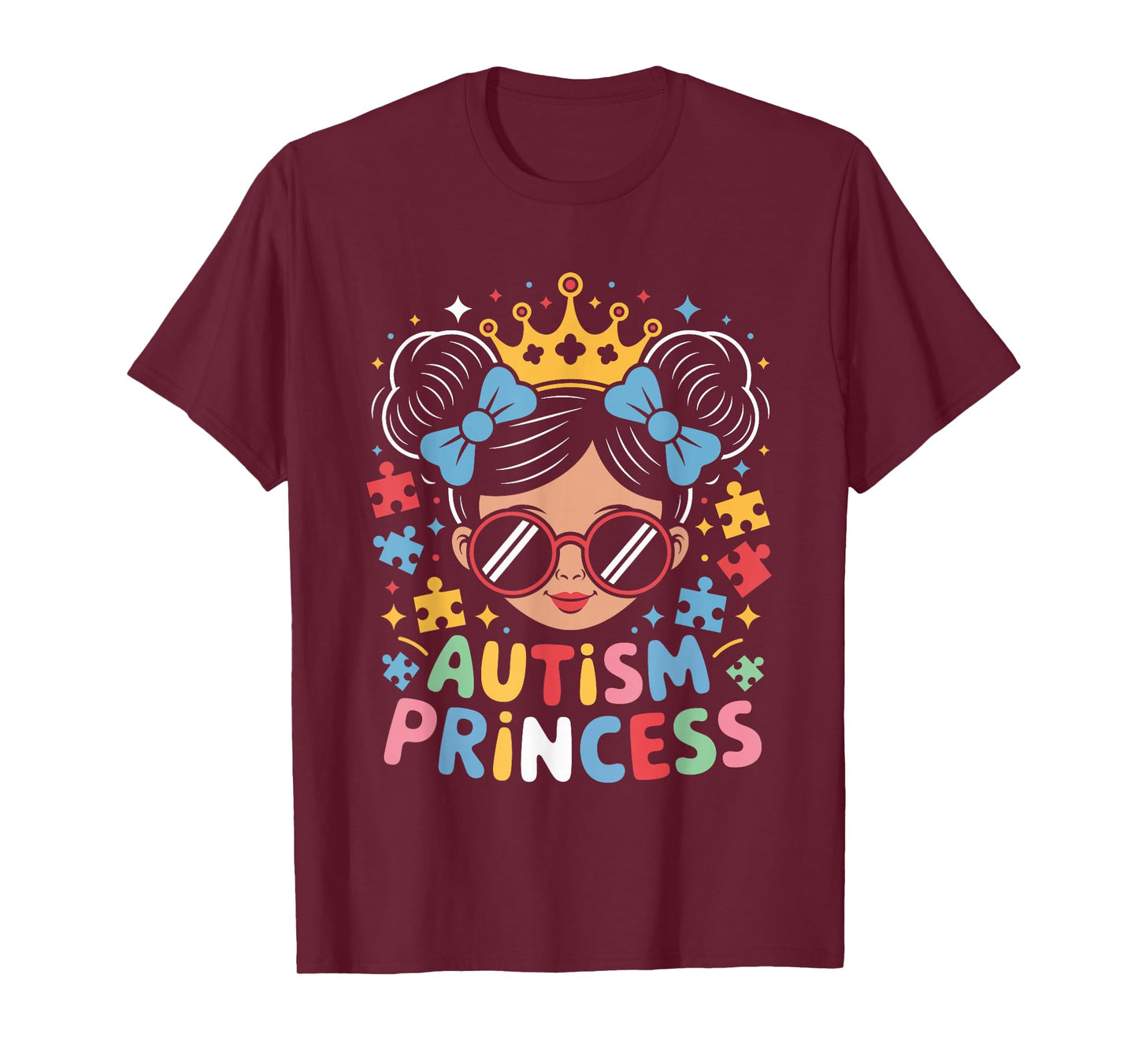 Autism Princess Afro Girls Bow Daughter Autism Awareness T-Shirt