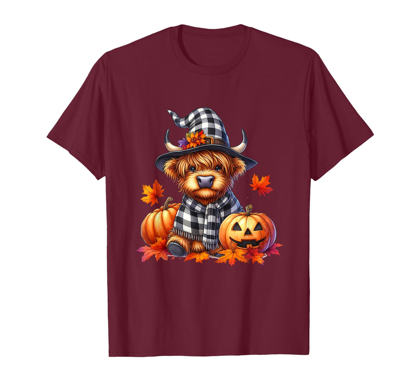 Funny Halloween Highland Cow Witchy Pumpkin It's Fall Y'all T-Shirt