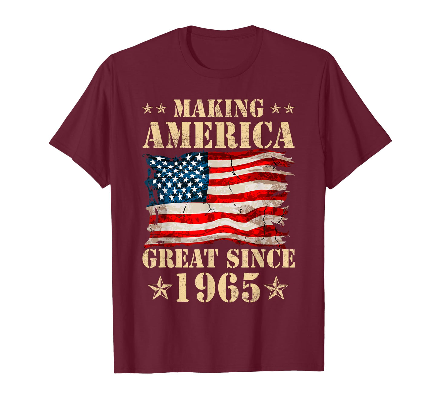 Vintage Making America Flag Great Since 1965 Birthday Party T-Shirt