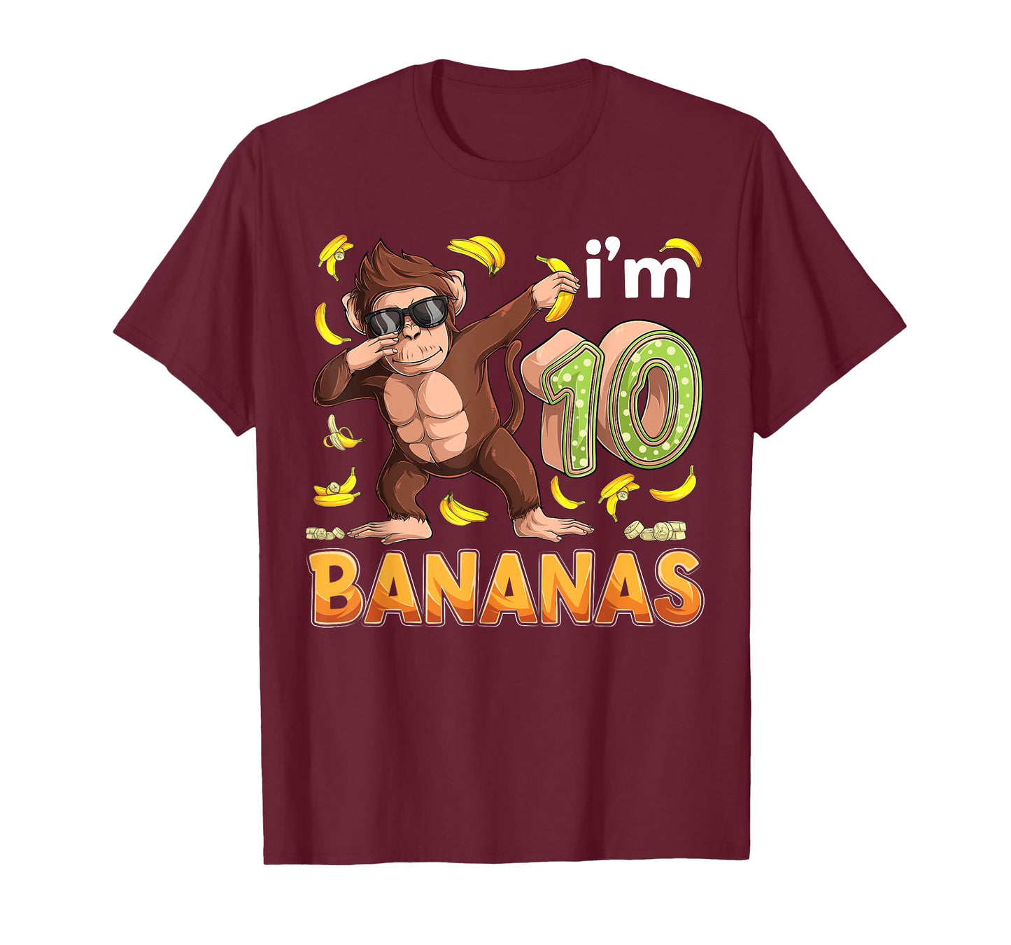 10 Year Old Monkey Birthday Safari Jungle Animal 10th B-day T-Shirt