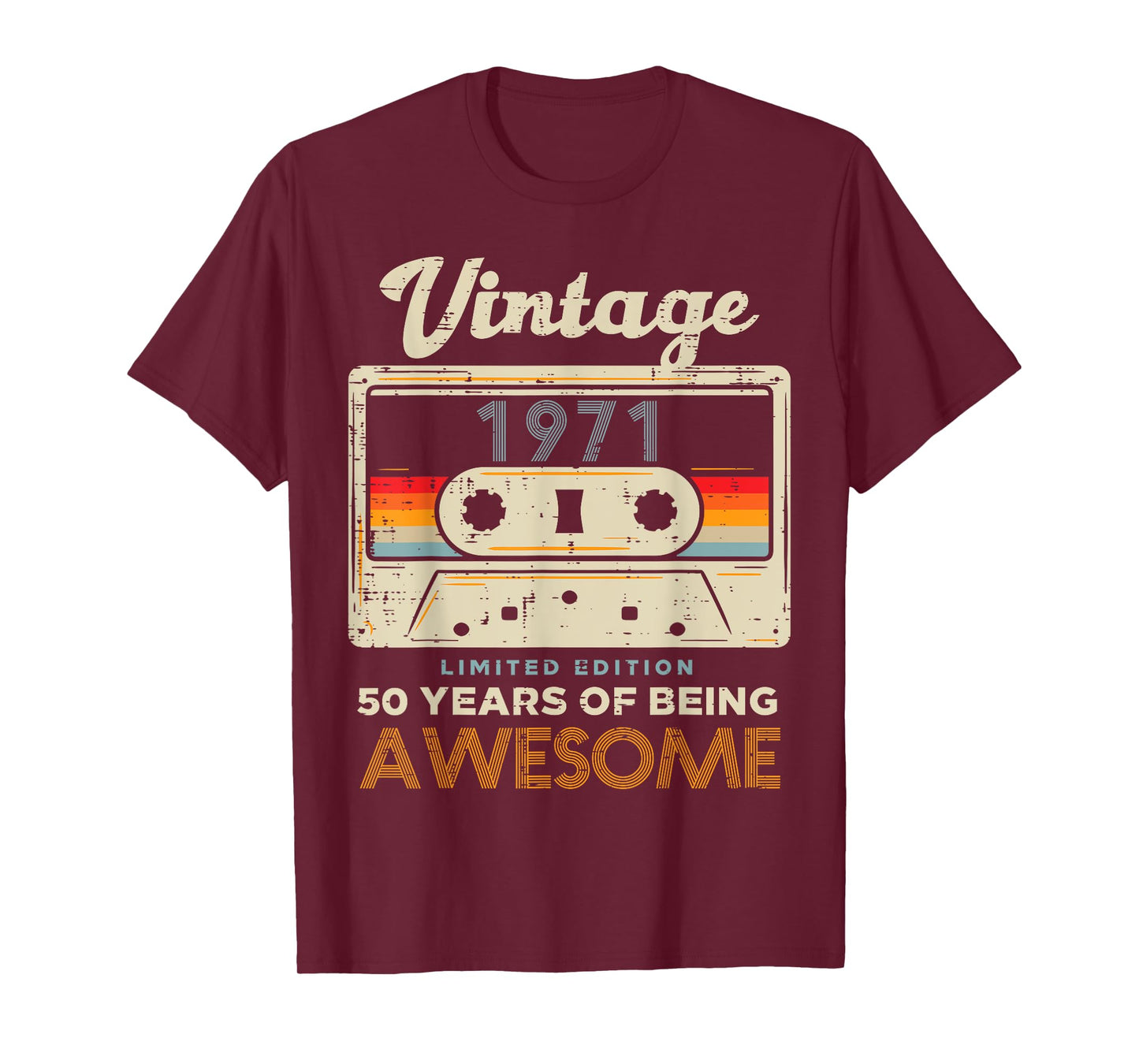 Vintage 1971 Cassette Tape 50 Awesome 50th Birthday Gift T-Shirt