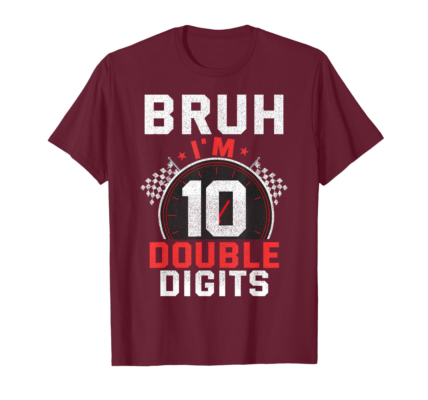 10th Birthday Boy Racing Car Bruh I'm Double Digits Race Car T-Shirt